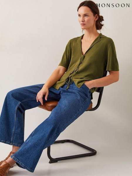 Monsoon Green Tia Tie Knitted Cardigan (H16897) | £59