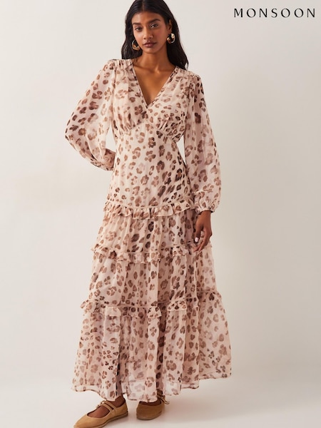 Monsoon Brown Leona Leopard Print Maxi Dress (H16917) | £140