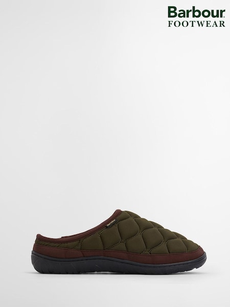 Barbour Green Outdale Quilted Slippers (H16931) | £65