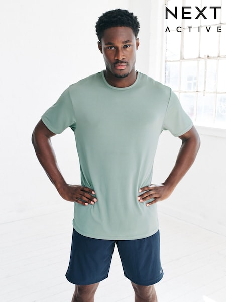 Sage Green Short Sleeve Tee Active Gym Training Top (H16981) | £16