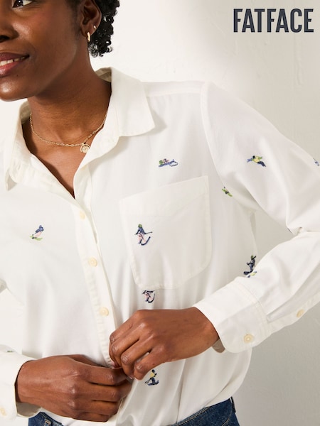 FatFace Olivia Ivory Embroidered Skiers Shirt (H17091) | £49.50
