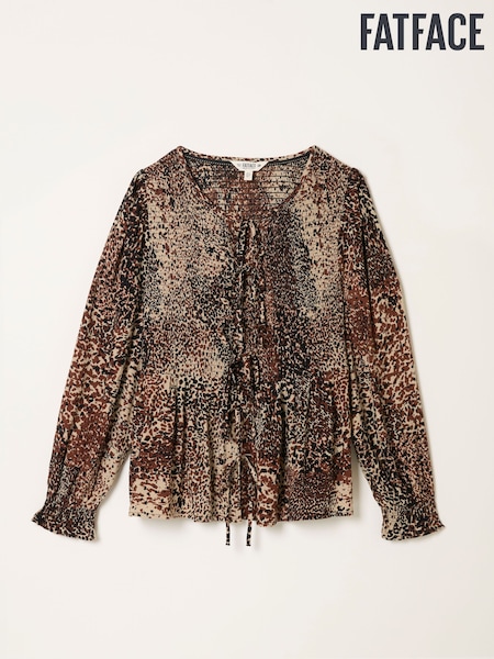 FatFace Kiki Light Brown Layered Animal Blouse (H17104) | £49.50