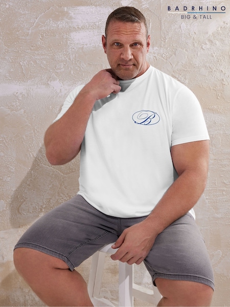 BadRhino Big & Tall White Script Print 100% Cotton T-Shirt (H17106) | £20