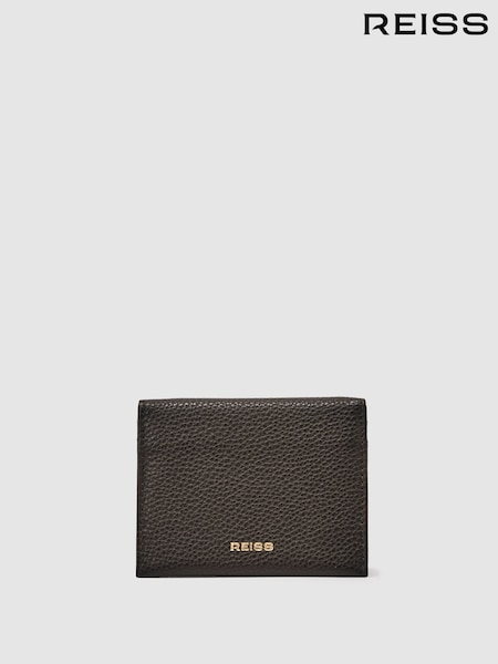 Reiss Dark Brown Hilton Leather Bi-Fold Cardholder (H17111) | £38