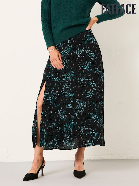 FatFace Skye Black Winter Meadow Midi Skirt (H17124) | £55