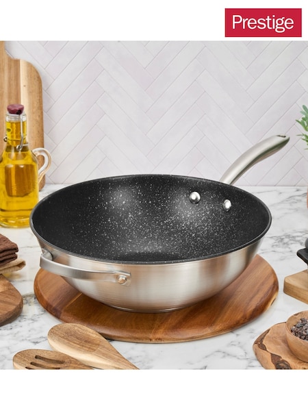 Prestige Silver Scratch Guard 29cm Stainless Steel Stirfry Pan (H17134) | £33