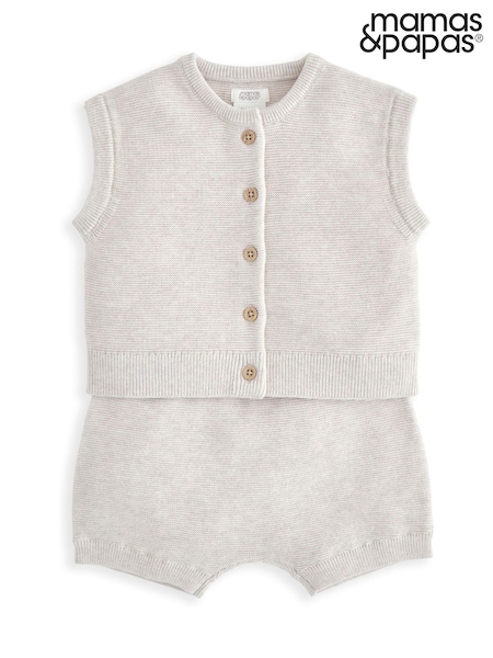 Mamas & Papas 100% Cotton Grey Top & Shorts Set (H17162) | £29