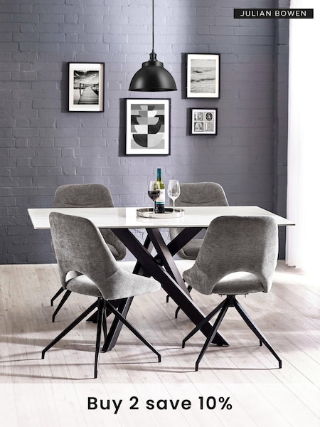Julian Bowen White Black Bradley Dining Table (H17221) | £260