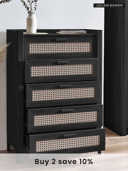 Julian Bowen Black Sydney 5 Drawer Chest (H17232) | £185