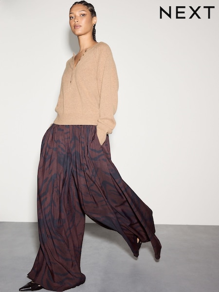 Black/Brown Tiiger Print Palazzo Trousers (H17239) | £38