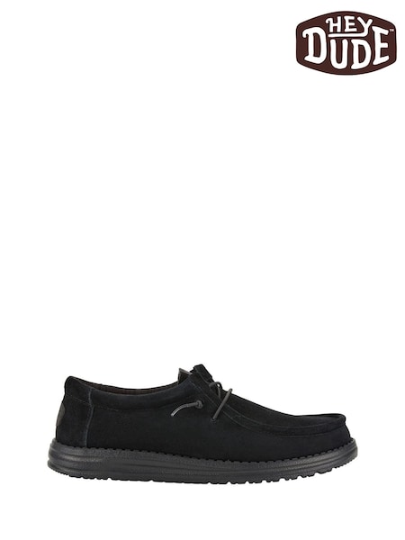 HEYDUDE Wally Suede Black Shoes (H17245) | £0