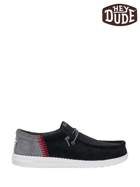 HEYDUDE Wally Funk Corduroy Black Shoes (H17246) | £70