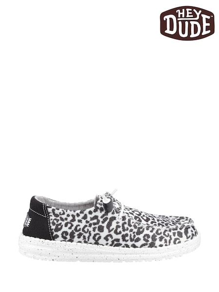 HEYDUDE Wendy Leopard Print Black Shoes (H17248) | £65
