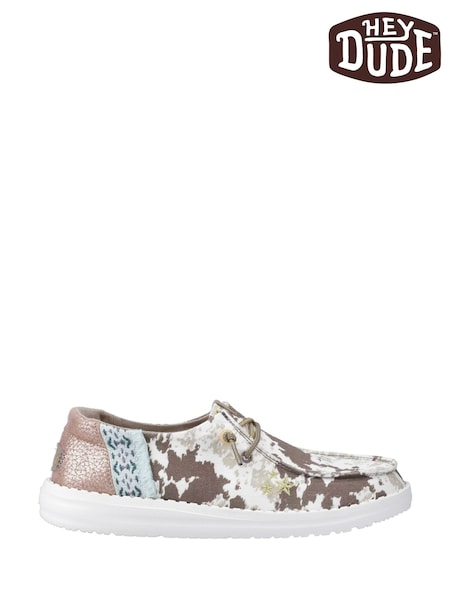 HEYDUDE Wendy Disco Cow Brown Shoes (H17250) | £70