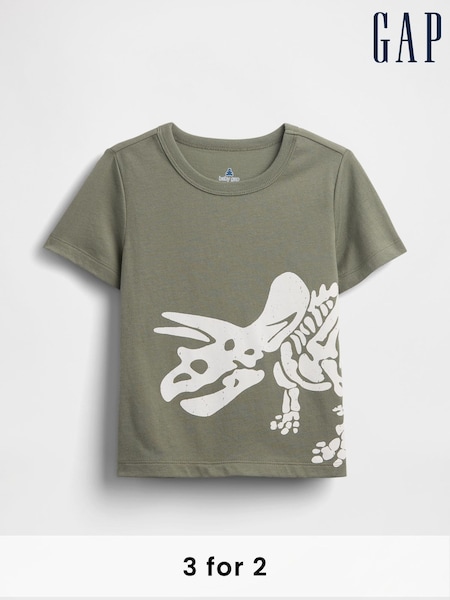 Gap Green Dinosaur Graphic Jersey Short Sleeve T-Shirt (6mths-5yrs) (H17256) | £10