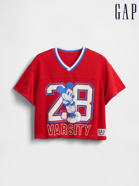 Gap Red Mickey Mouse Disney Mesh Jersey Short Sleeve T-Shirt (6mths-5yrs) (H17269) | £20