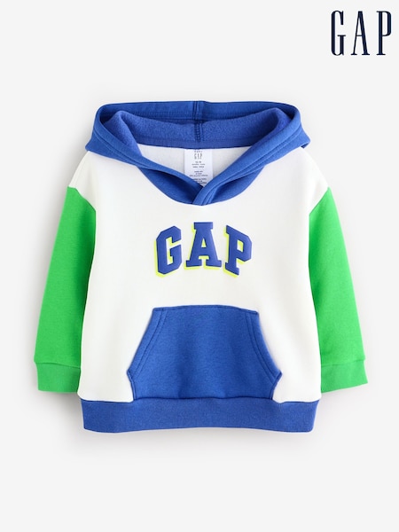 Gap White/Blue Logo Colourblock Hoodie (H17270) | £18