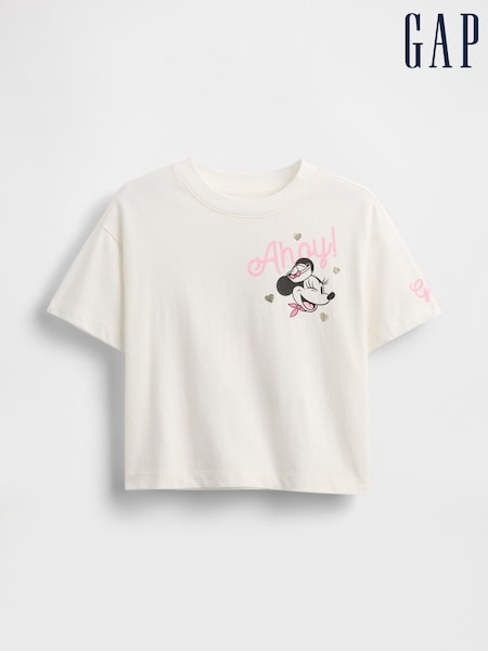Gap White Minnie Mouse Disney Relaxed Graphic Short Sleeve T-Shirt (6mths-5yrs) (H17361) | £18