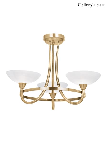 Gallery Home Antique Brass Carlton 3 Ceiling Lamp (H17406) | £110