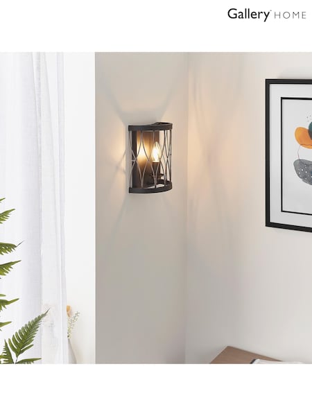 Gallery Home Black Halston Wall Light (H17426) | £70