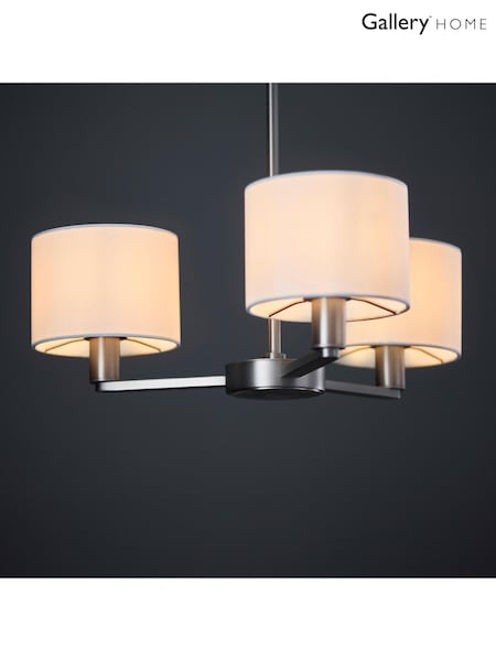 Gallery Home Silver Dalvin 3 Matt Nickel Pendant Light (H17432) | £170