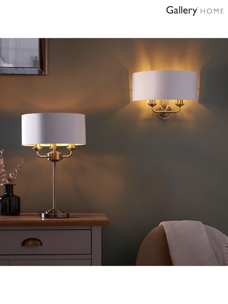 Gallery Home Nickel Harrington Antique Table Lamp (H17446) | £150