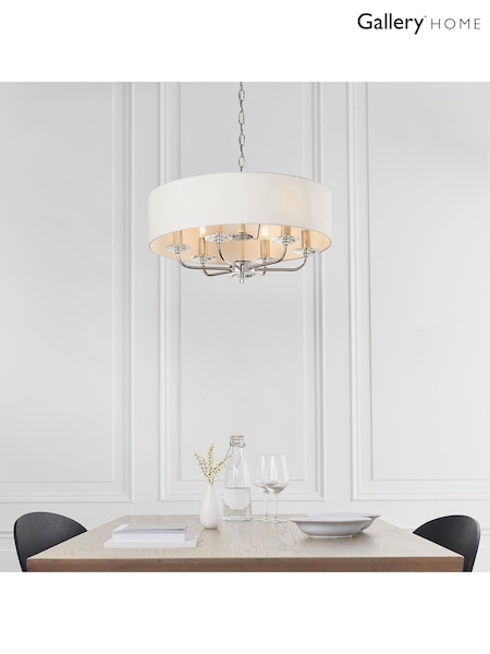 Gallery Home Silver Nixon 6 Bright Nickel Pendant Light (H17450) | £220
