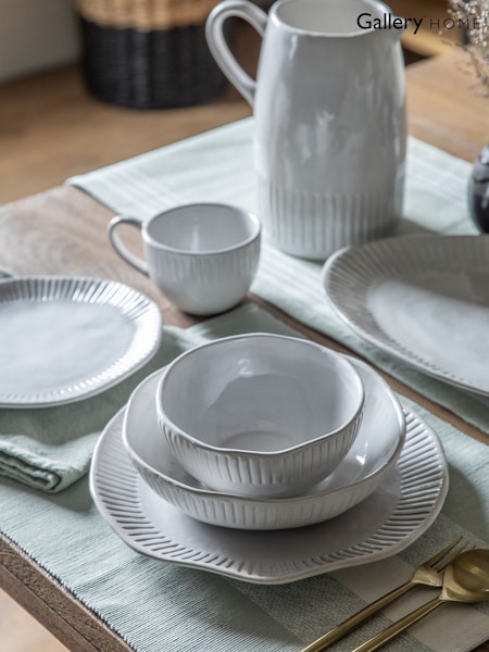 Gallery Home 4 Pack Cream Earthy Ridged Dinner Plates (H17491) | £0