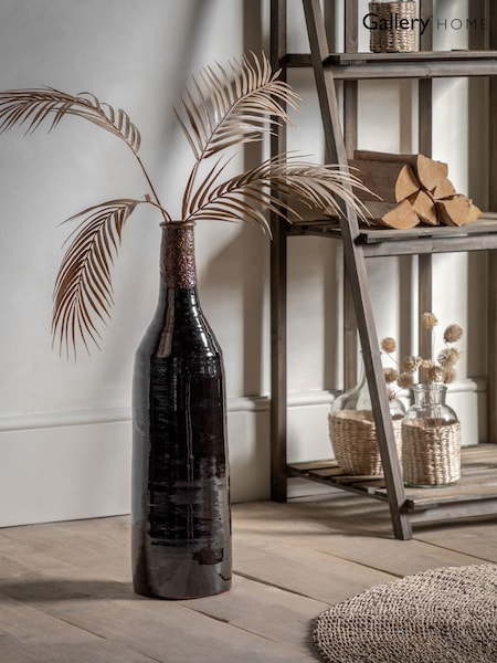 Gallery Home Black Rivello Bottle Lava Vase (H17498) | £70