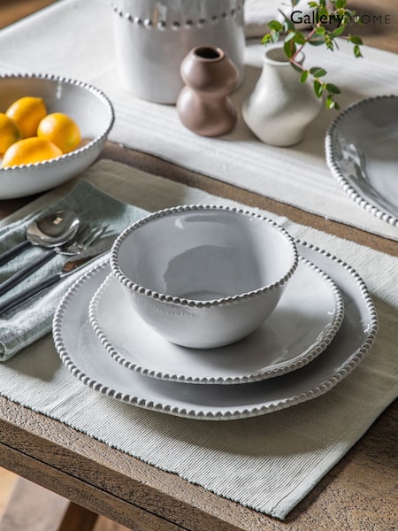 Gallery Home 4 Pack Cream Pure Beaded Dinner Plates (H17501) | £0