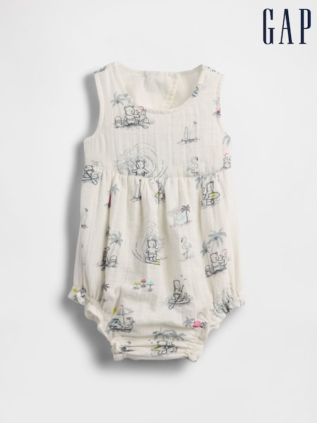 Gap White Crinkle Gauze Bubble Shorty One-Piece (H17557) | £22