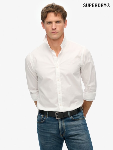 Superdry White Essentials Tailored Lite 100% Cotton Shirt (H17590) | £0