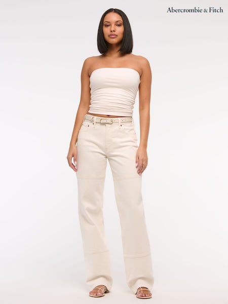 Abercrombie & Fitch Cream Utility Low Rise Baggy Jeans (H17696) | £75
