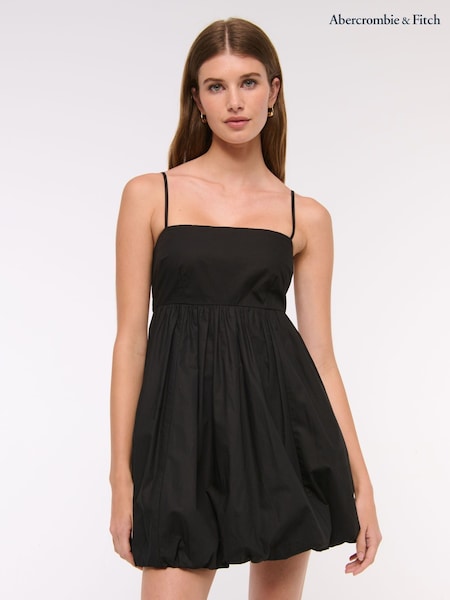 Abercrombie & Fitch Short Bubble Hem Strappy Black Dress (H17708) | £58