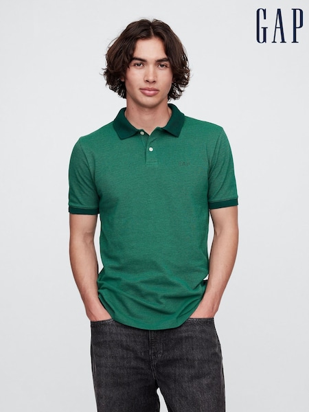 Gap Green Pique Logo 100% Cotton Short Sleeve Polo Shirt (H17743) | £20