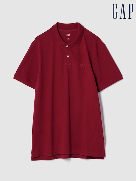 Gap Burgundy Pique Logo 100% Cotton Short Sleeve Polo Shirt (H17748) | £0