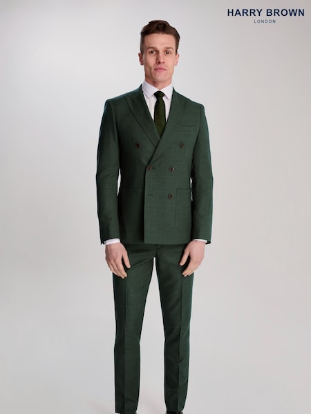 Harry Brown Green Sandro Linen Look Double Breasted Suit Jacket (H17765) | £129