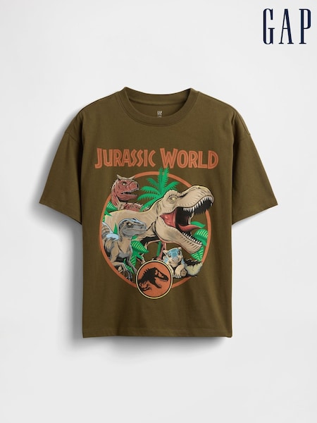 Gap Khaki Green Heavyweight Jurassic Park Graphic Short Sleeve T-Shirt (4-13yrs) (H17766) | £25