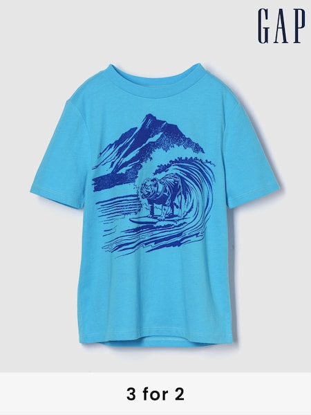 Gap Light Blue Graphic T-Shirt (4-13yrs) (H17787) | £10