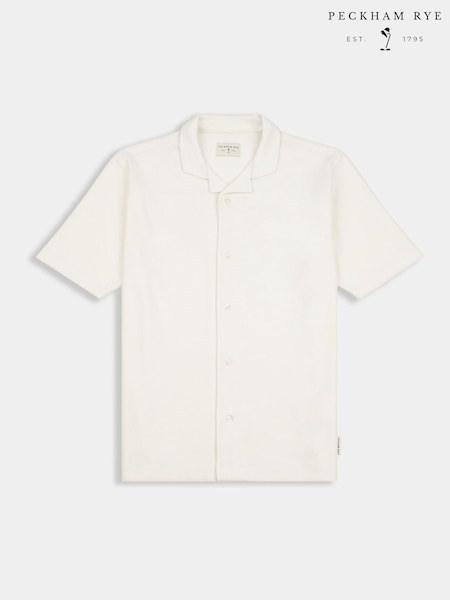 Peckham Rye Cream Mens Jersey Revere Shirt (H17852) | £40