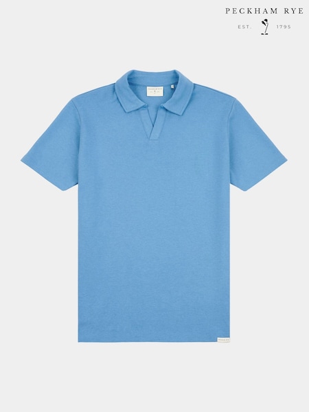 Peckham Rye Blue Mens Jersey Revere Polo Shirt (H17859) | £40
