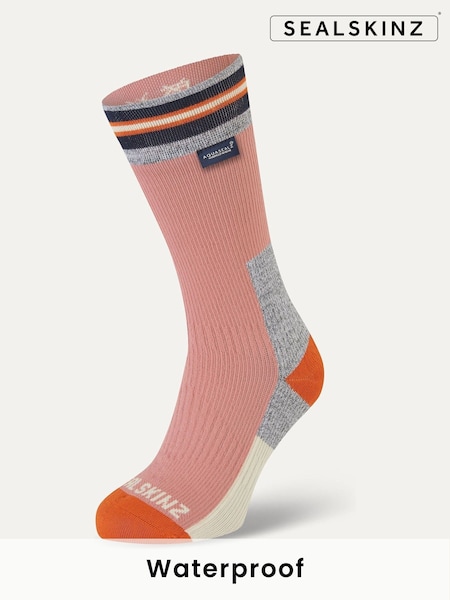 Sealskinz Surlingham Waterproof All Weather Mid Length Striped Cuff Socks (H17874) | £42