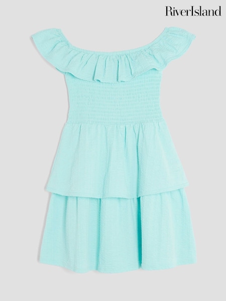 River Island Blue Girls Bardot Rara 100% Cotton Dress (H17879) | £21