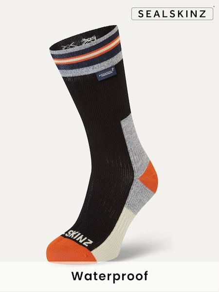 Sealskinz Surlingham Waterproof All Weather Mid Length Striped Cuff Socks (H17886) | £42