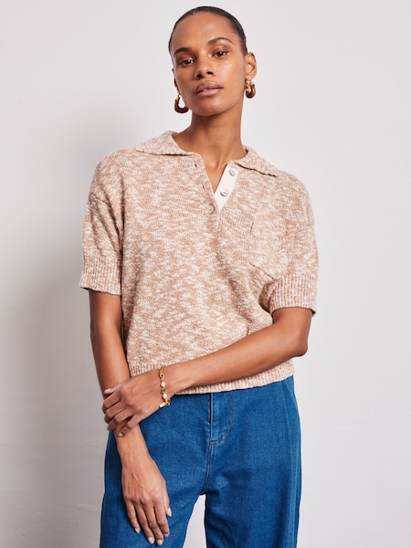 Vivere Natural Anais Knitted Pocket Polo Shirt (H17895) | £85