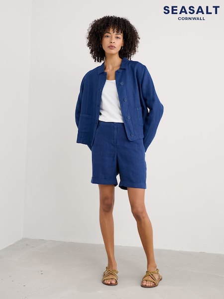 Seasalt Cornwall Aqua Blue Arame Linen Jacket (H17918) | £90