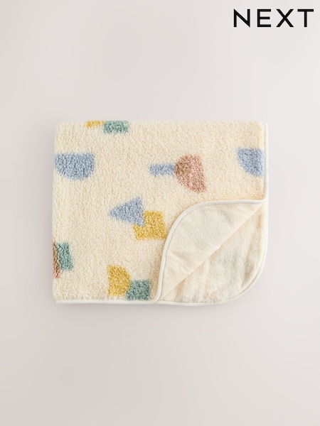 Cream Shapes Baby Fleece Blanket (H17921) | £14