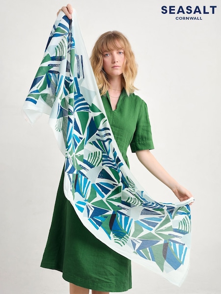 Seasalt Cornwall Blue Chrome Multi Summer Scarf (H17940) | £30