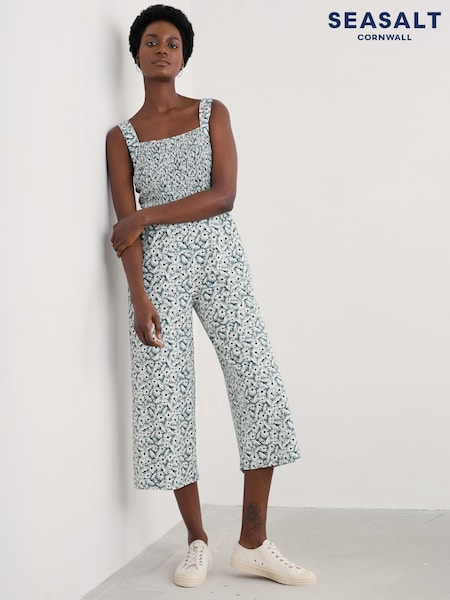 Seasalt Cornwall Green Waxwing Jersey Wide Leg Jumpsuit (H17954) | £70