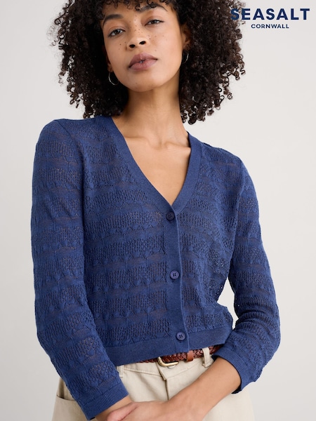 Seasalt Cornwall Blue Sweet Day 100% Cotton Cardigan (H17968) | £50